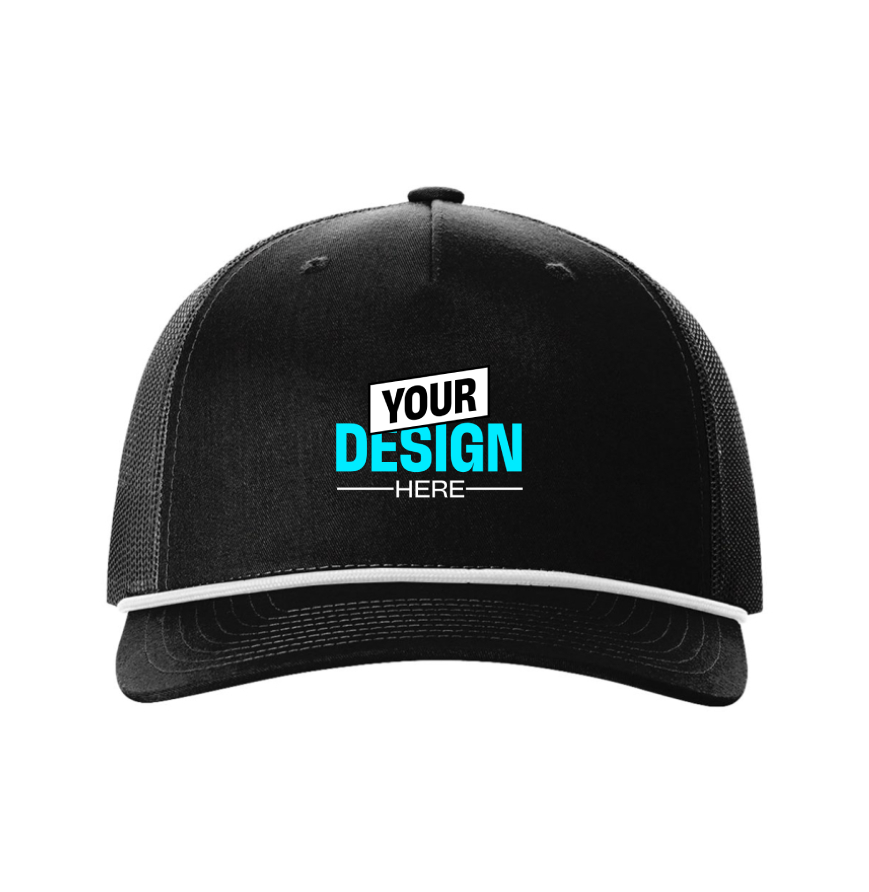 Richardson 112FPR Black w/ White Rope front