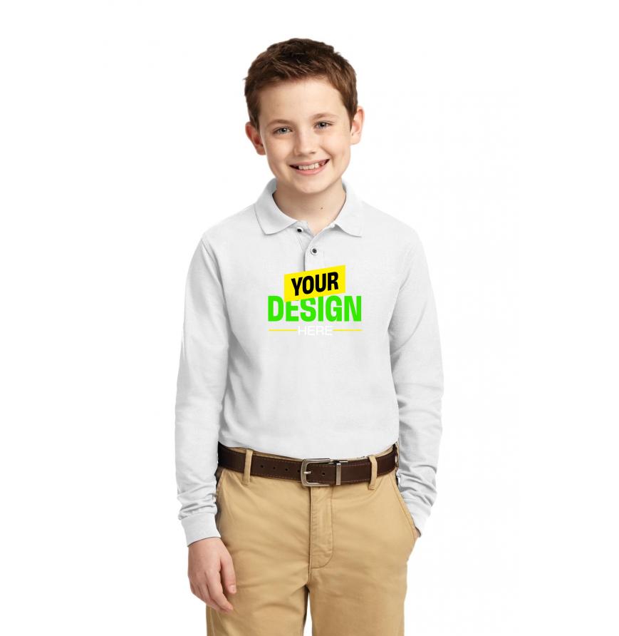 Port Authority Y500LS White front