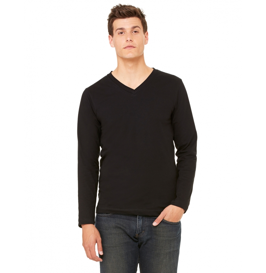 Unisex Jersey Long-Sleeve V-Neck T-Shirt-3425