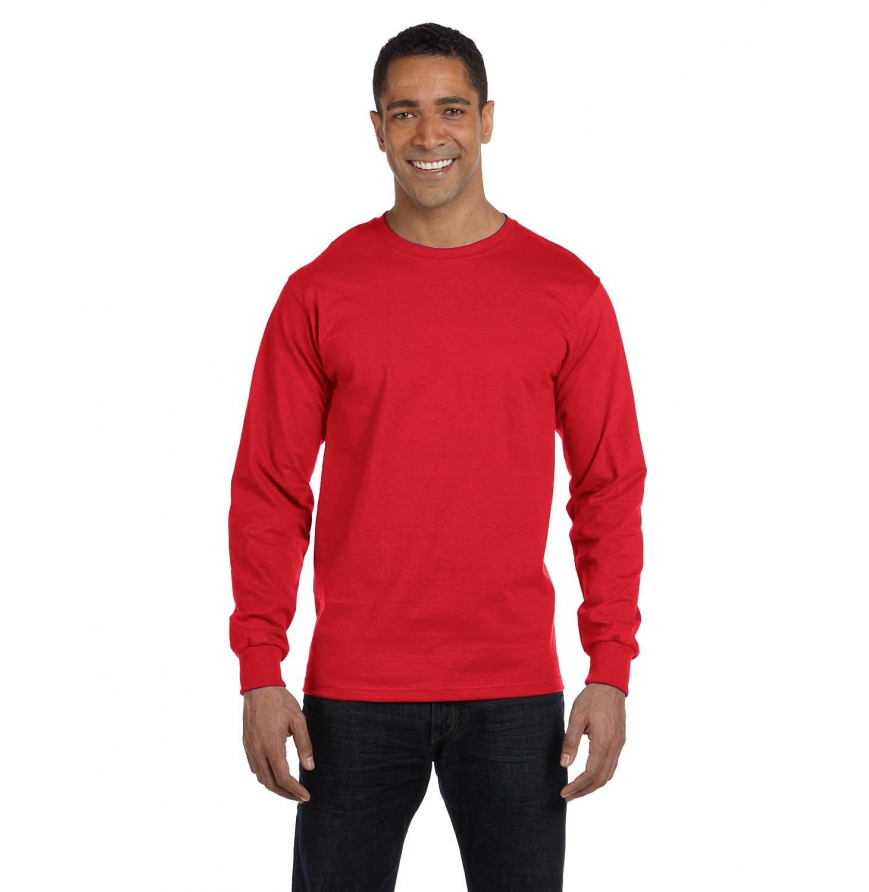 Hanes Men's ComfortSoft Heavyweight Long Sleeve T-Shirt - 5.2 Oz, Preshrunk Cotton, 2XL In Ash