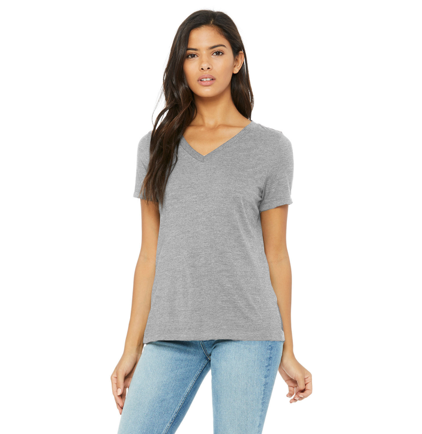 Ladies' Relaxed Heather CVC Jersey V-Neck T-Shirt