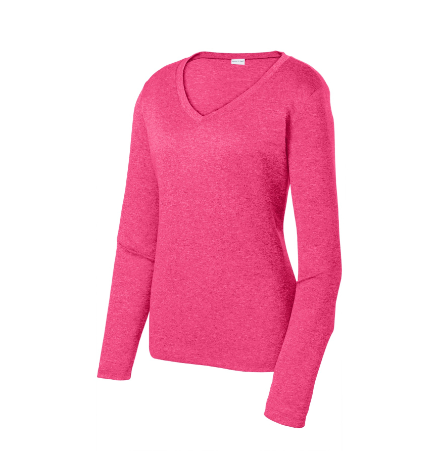 Sport-Tek LST360LS Pink Rasp Hthr front