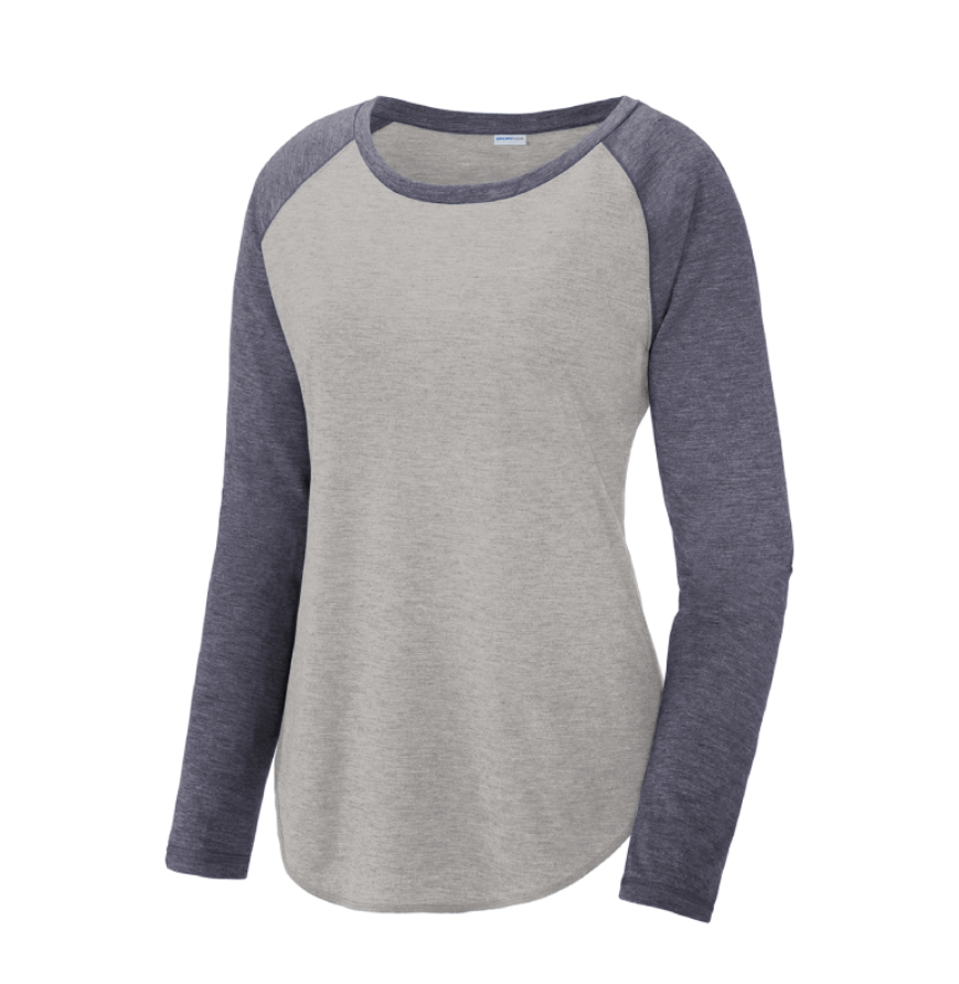 Sport-Tek LST400LS True Navy Heather/ Light Grey Heather front