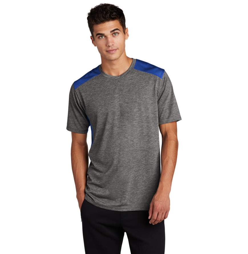 Sport-Tek ST410 True Royal/ Dark Grey Heather front
