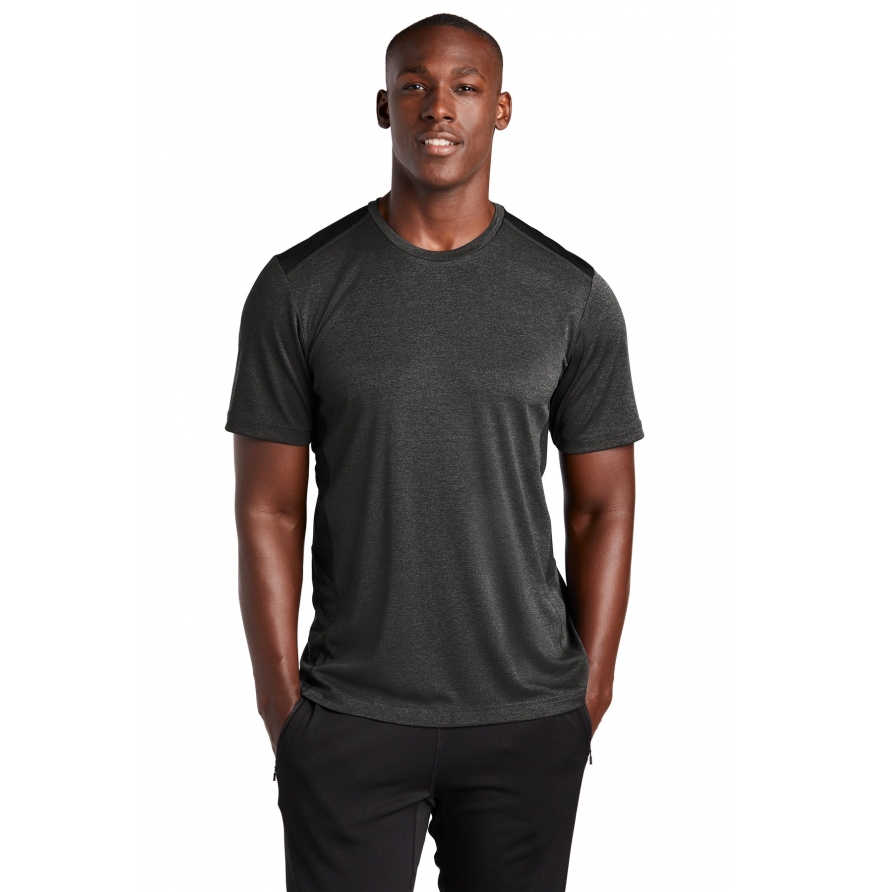 Sport-Tek ST465 Black Heather/ Black front