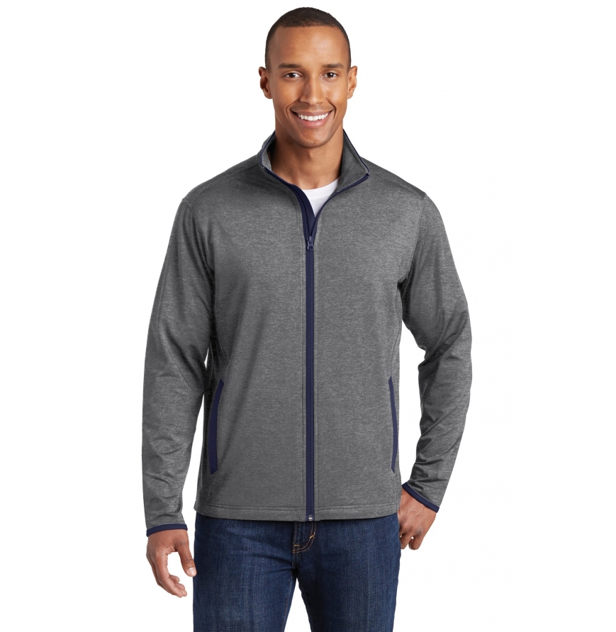 Sport-Tek ST853 Charcoal Grey Heather/ True Navy front