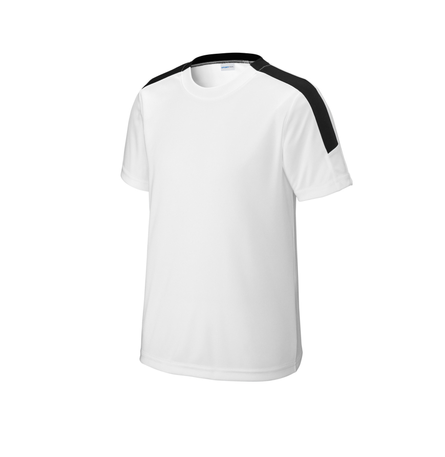 Sport-Tek YST100 White/Blk front