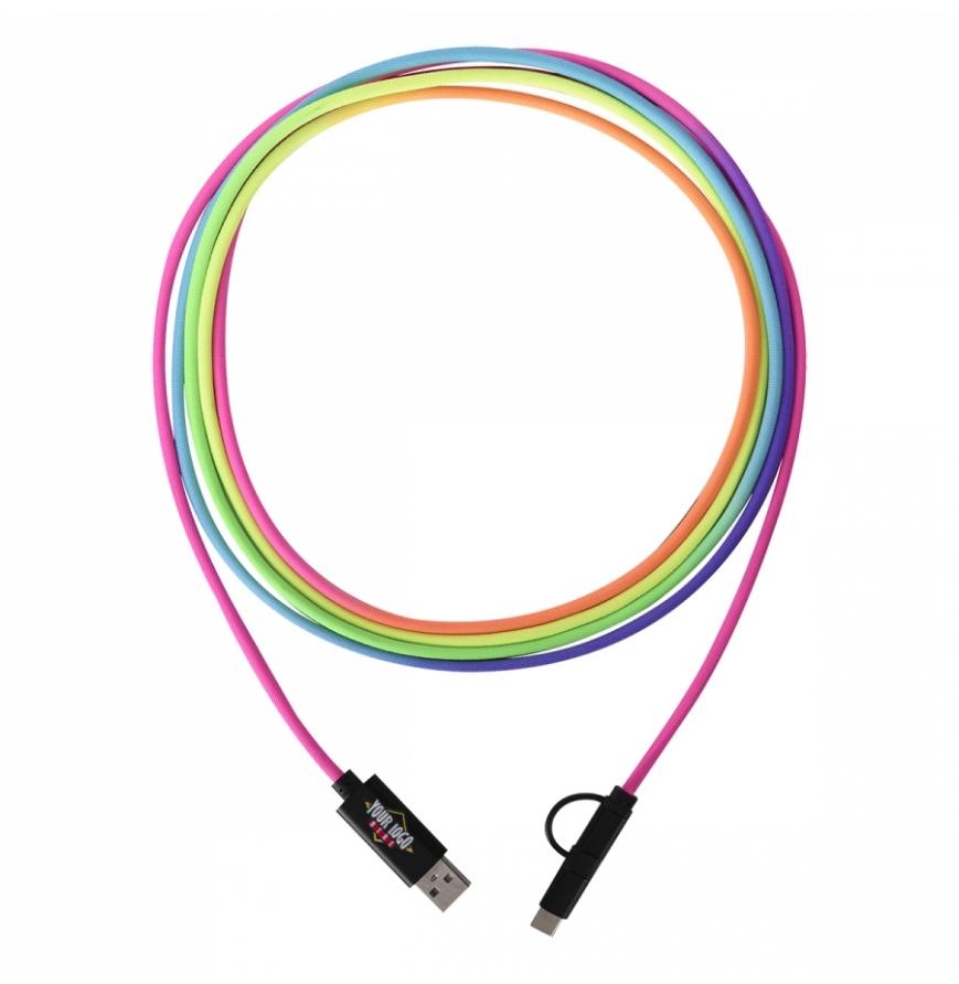 3-In-1 10 Ft Rainbow Braided Charging Cable