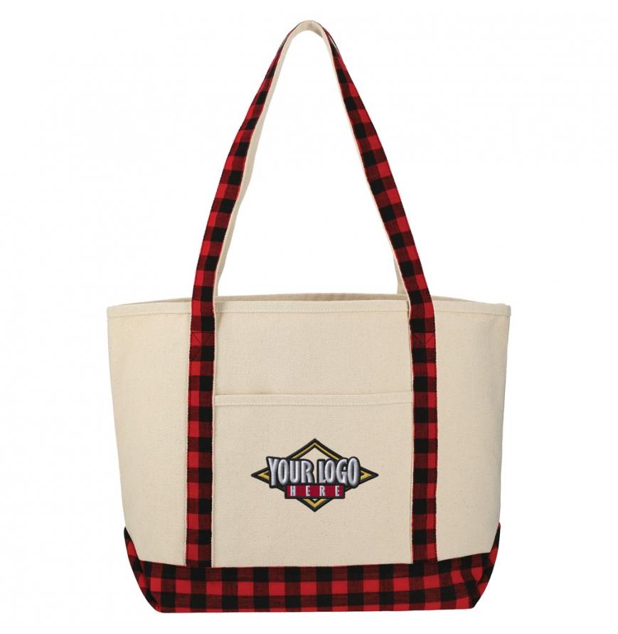 Buffalo Plaid 18oz Cotton Boat Tote