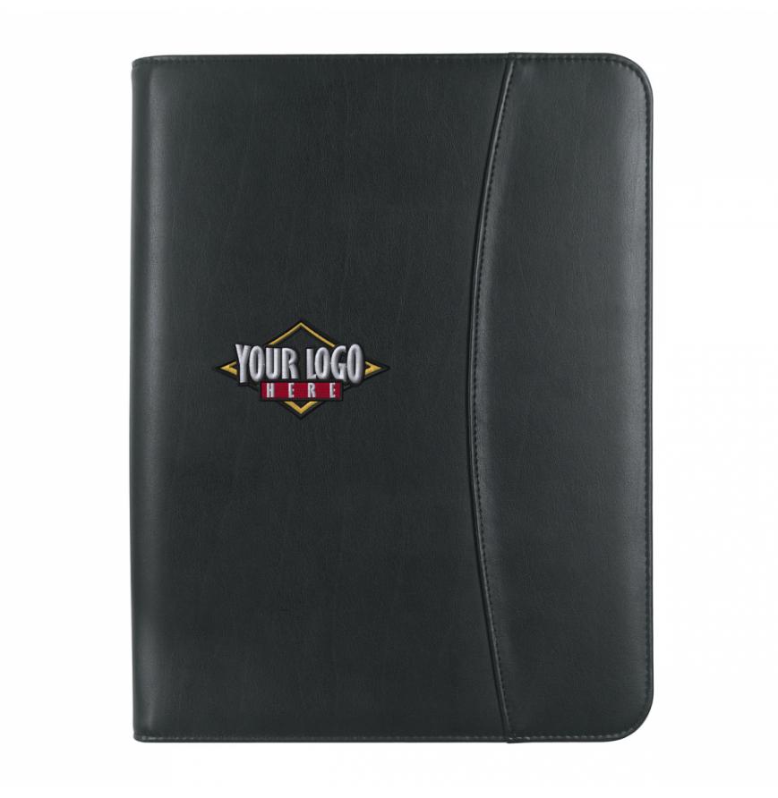 Leather Look Zippered Portfolio With Calculator