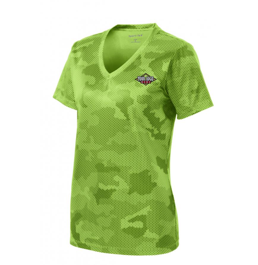 Sport-Tek LST370 - DISCONTINUED Sport-Tek Ladies CamoHex V-Neck Tee