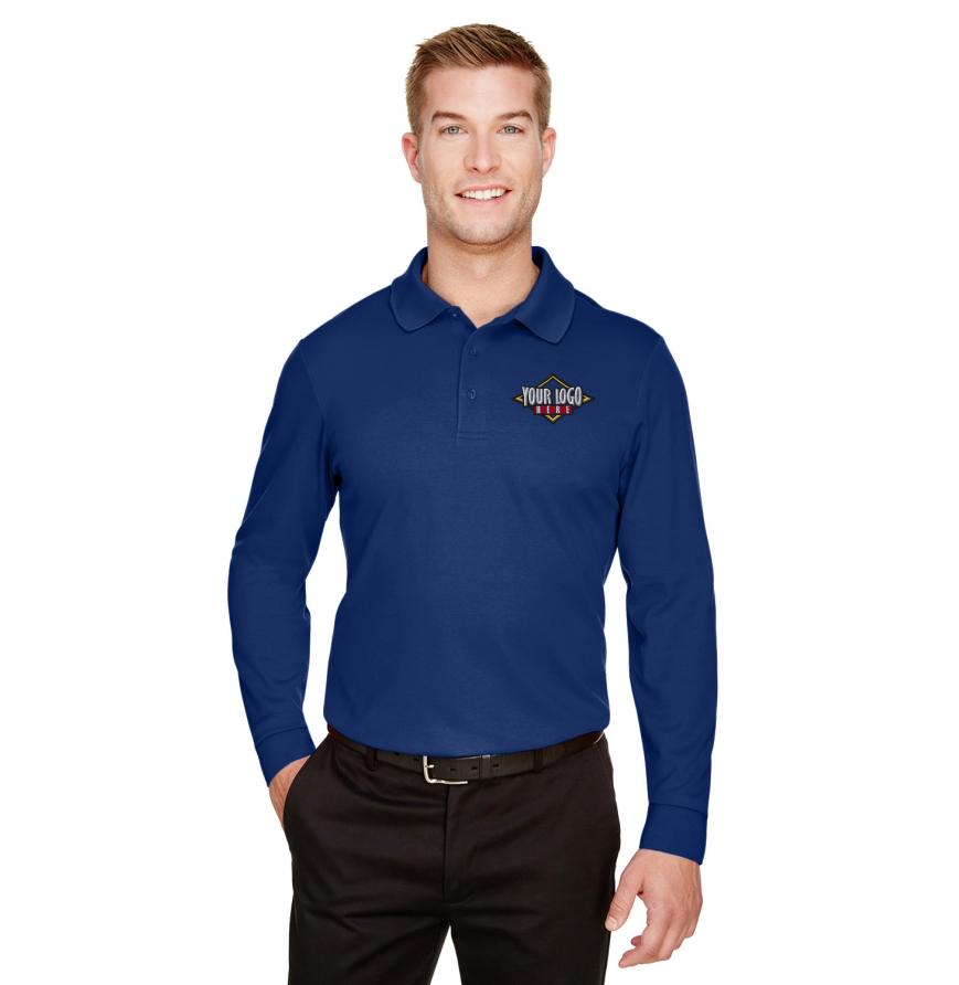Devon & Jones DG20LT - CrownLux Performance Mens Tall Plaited Long Sleeve Polo