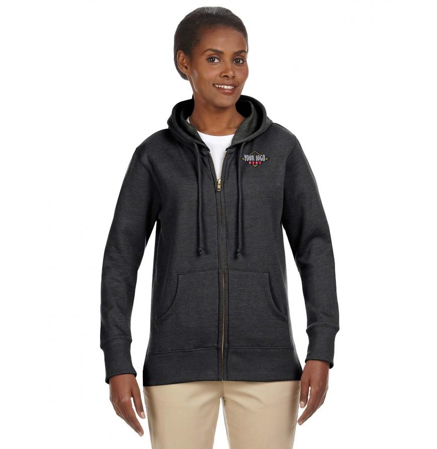 Econscious Ladies 7 oz OrganicRecycled Heathered Fleece Full-Zip Hood