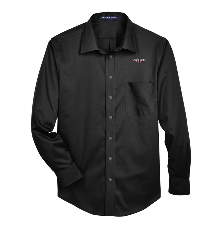 Mens Crown Collection Solid Stretch Twill Woven Dress Shirt