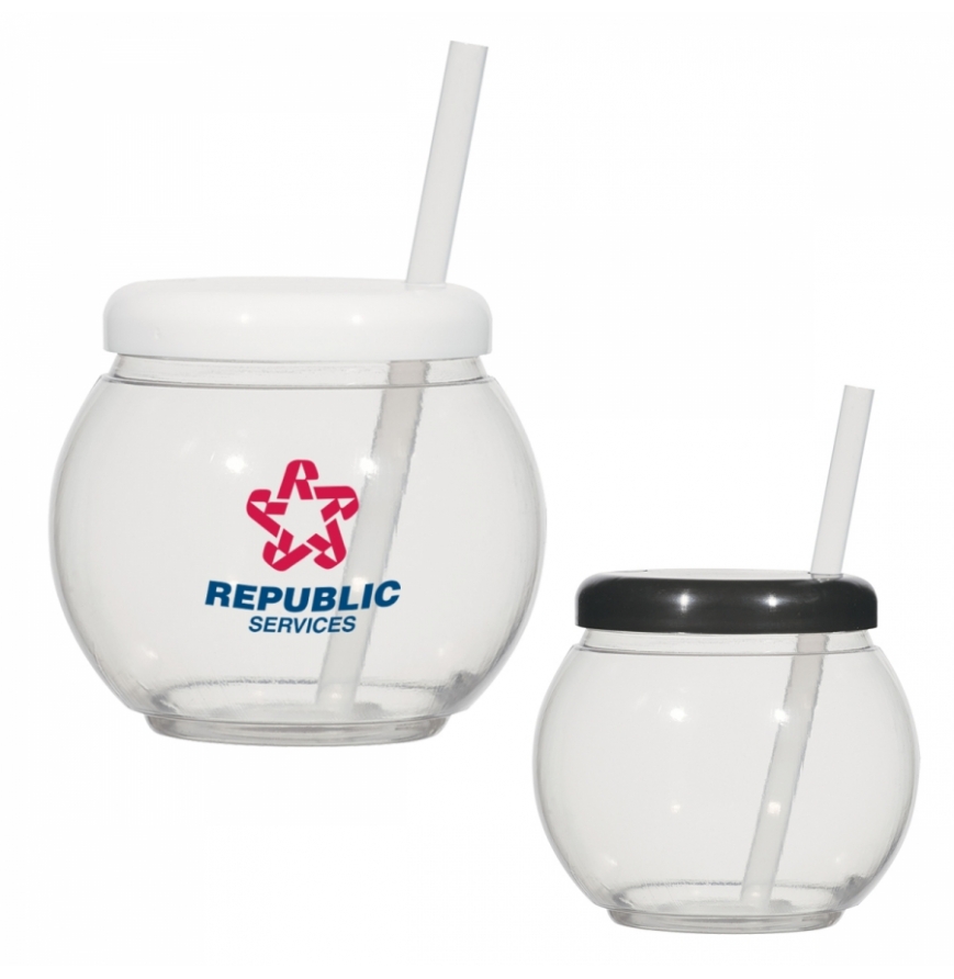 20 Oz Fish Bowl Cup With Straw