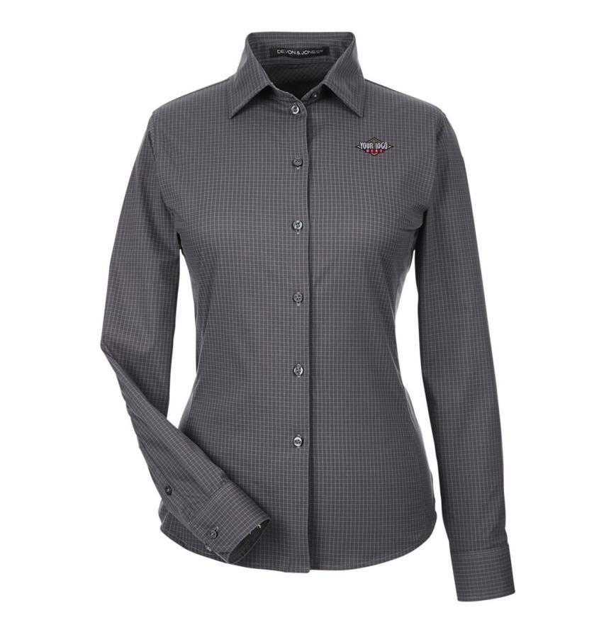 Womens CrownLux PerformanceTonal Mini Check Woven Dress Shirt