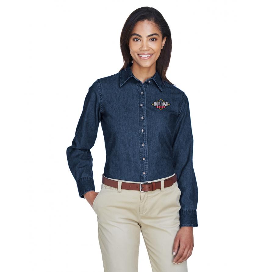 Harriton M550W - Harriton Ladies 65 oz Long-Sleeve Denim Shirt