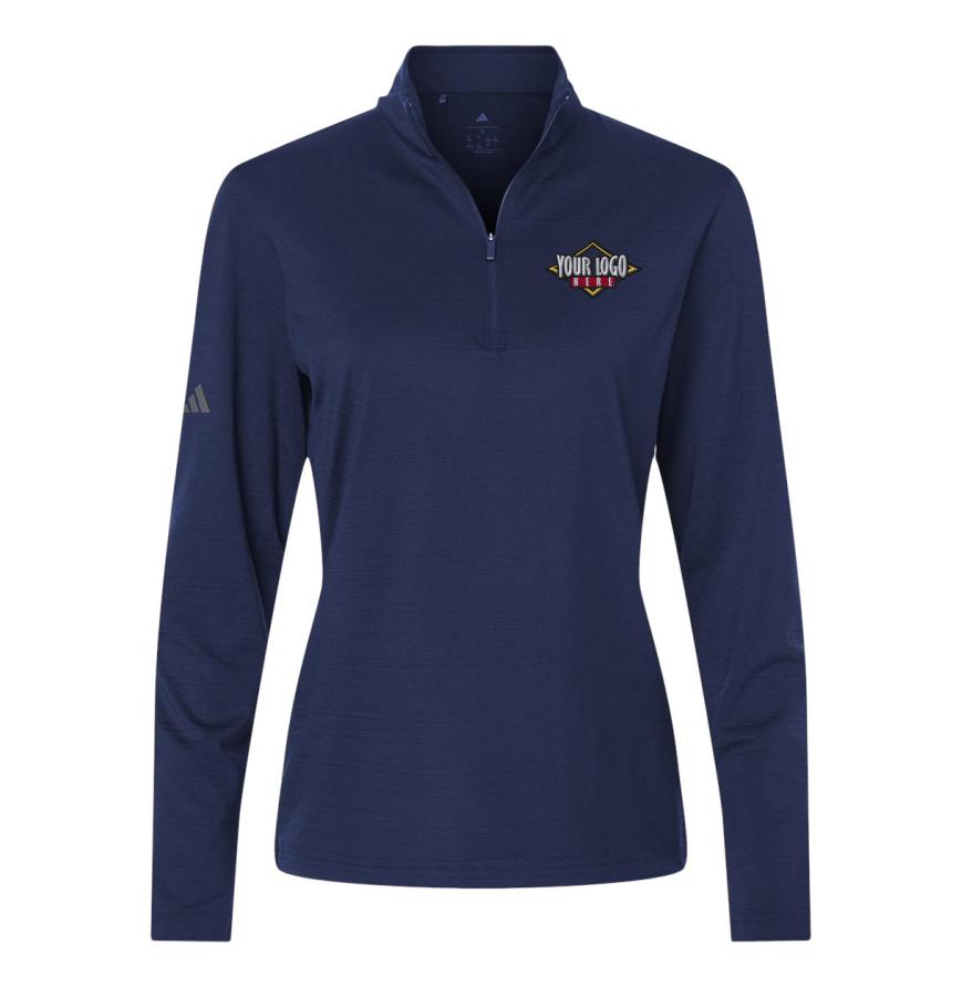 Womens Textured Stripe Quarter-Zip Pullover