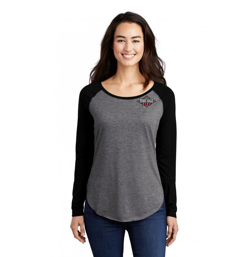 Sport-Tek Ladies PosiCharge Long Sleeve Tri-Blend Wicking Scoop Neck Raglan Tee