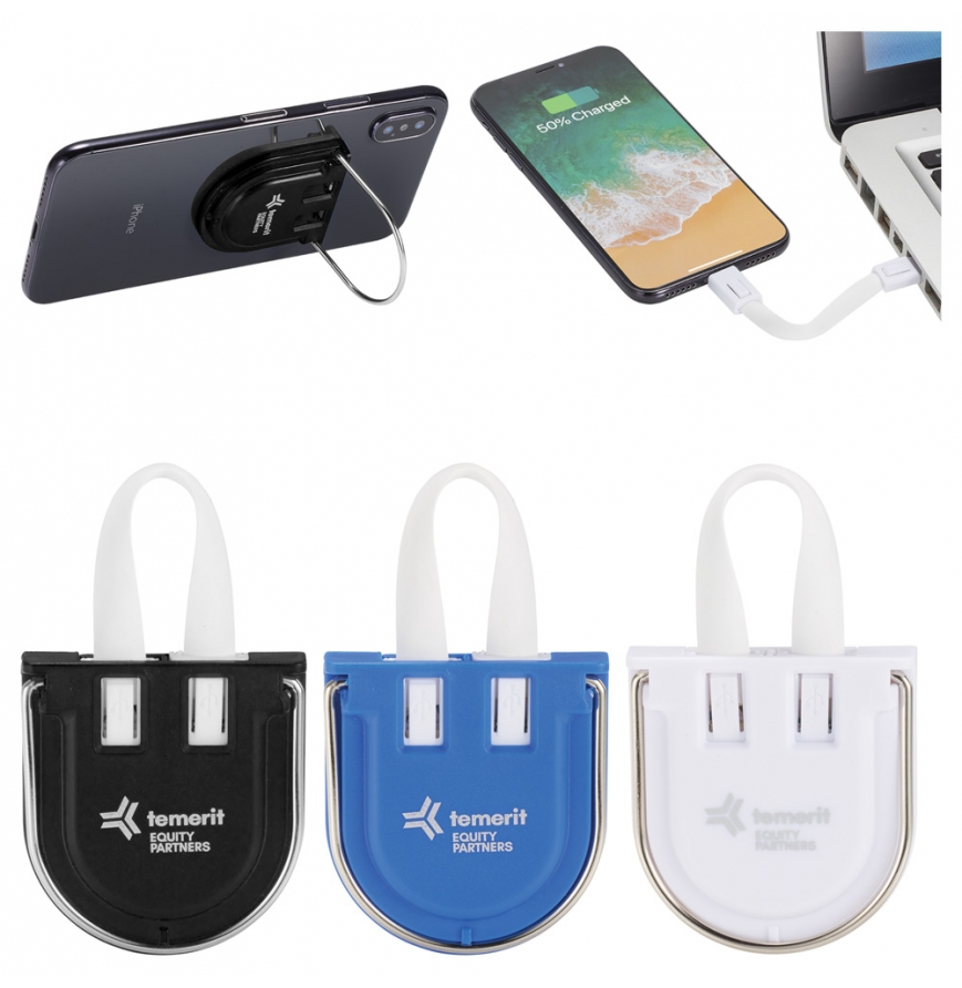 Patch Phone Stand with 2-in-1 Cable