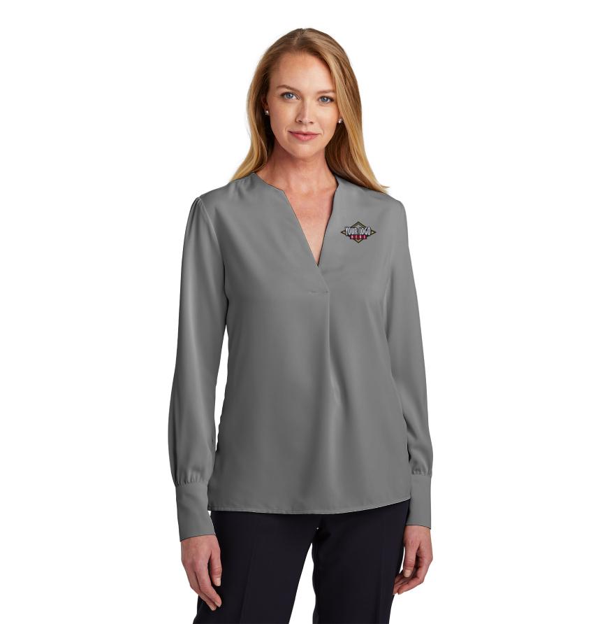 Brooks Brothers BB18009 - Brooks Brothers Women s Open-Neck Satin Blouse