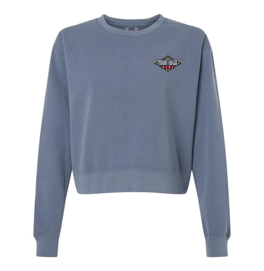 Womens Garment-Dyed Mid-Length Crewneck Sweatshirt