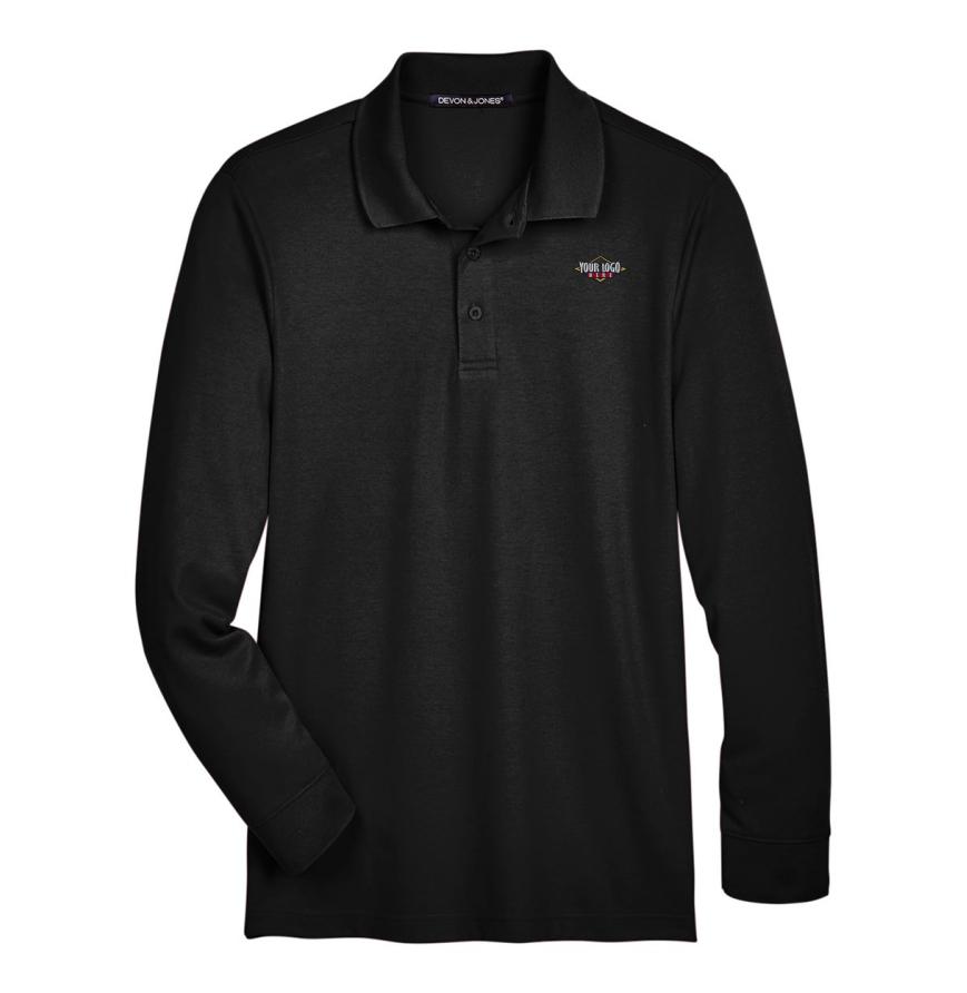 Mens CrownLux Performance Plaited Long Sleeve Polo