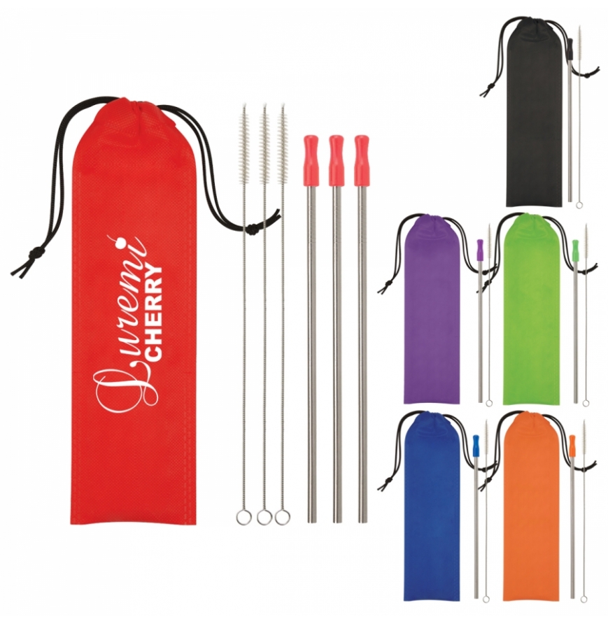 3- Pack Stainless Steel Straw Kit