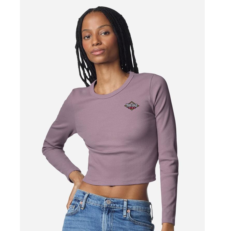 Womens Baby Rib Long Sleeve Cropped Tee