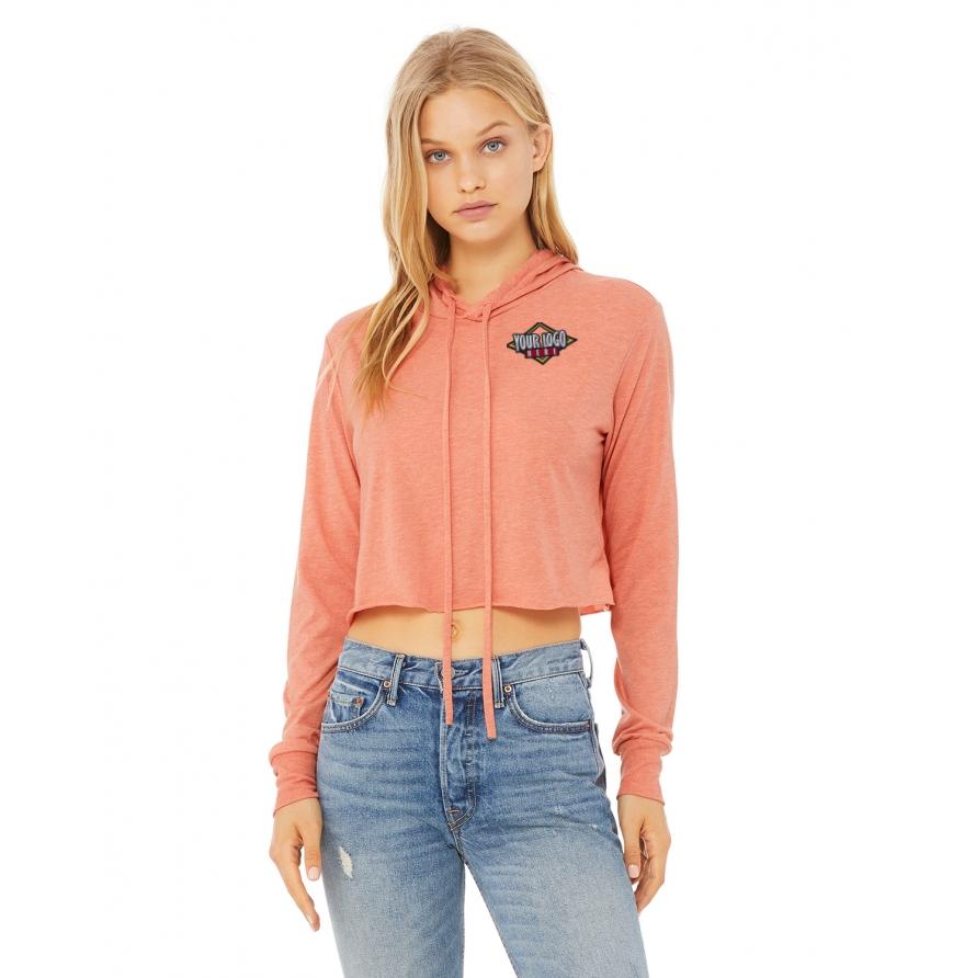 Bella 8512 - Bella Canvas Ladies Cropped Long Sleeve Hooded T-Shirt