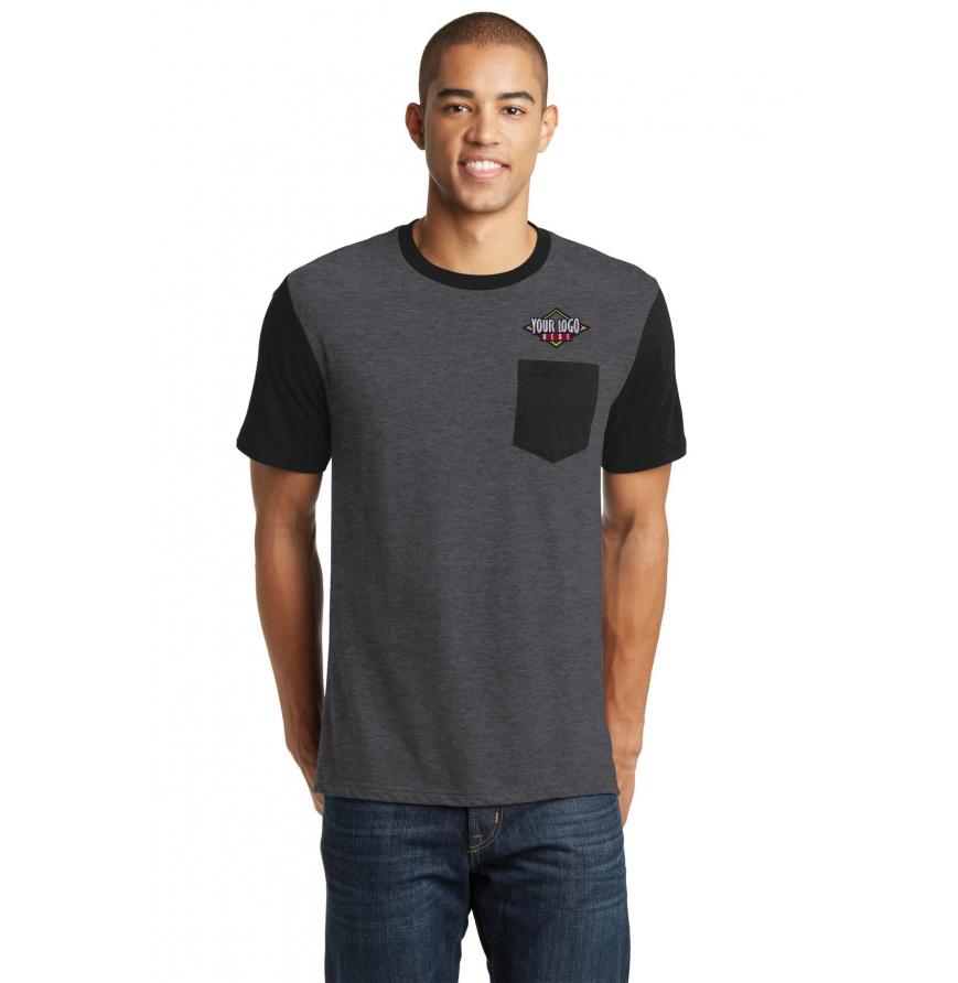 District Threads DT6000SP - District Young Mens Very Important Tee with Contrast Sleeves and Pocket