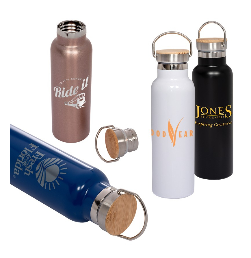 20 oz Vacuum Bottle with Bamboo Lid