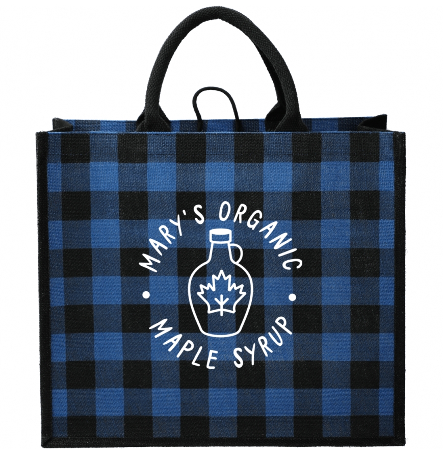 Buffalo Plaid Printed Jute Tote