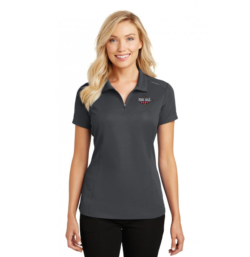 Port Authority Ladies Pinpoint Mesh Zip Polo