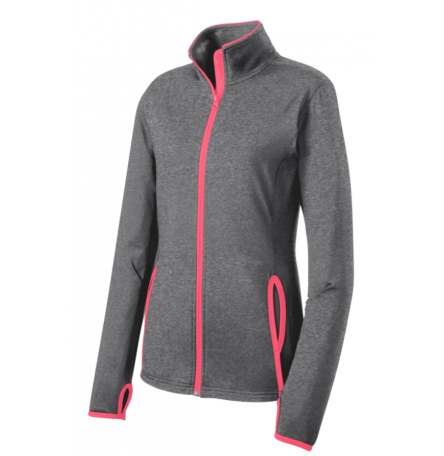 CHARCOAL-GREY-HEATHER-HOT-CORAL