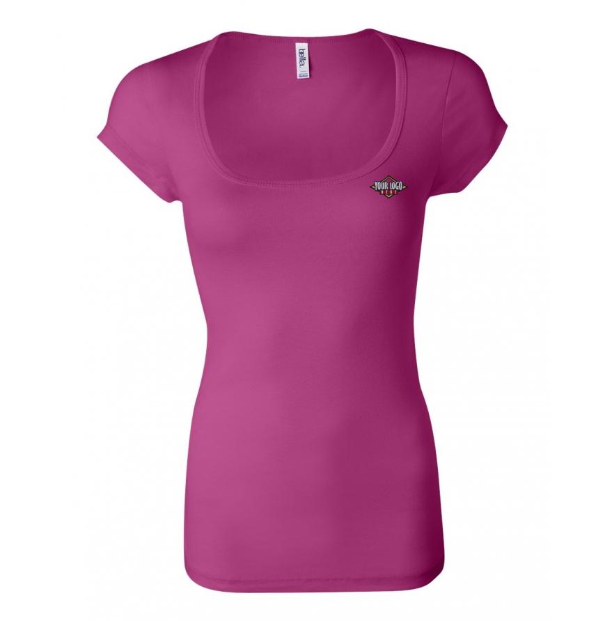 Bella Canvas Womens Sheer Mini Rib Scoopneck Tee