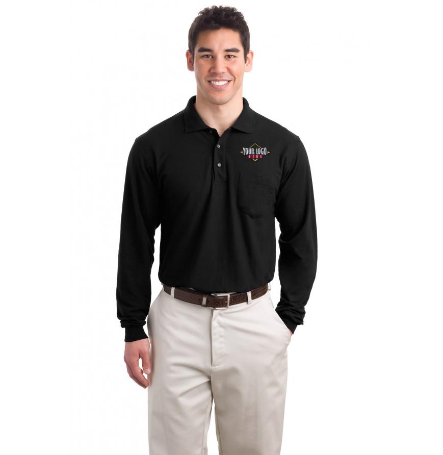 Port Authority K500LSP - Port Authority Long Sleeve Silk Touch Polo with Pocket