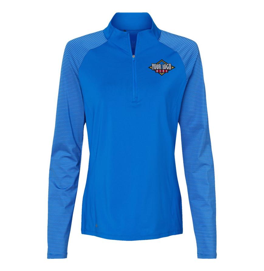Womens Stripe Block Quarter-Zip Pullover