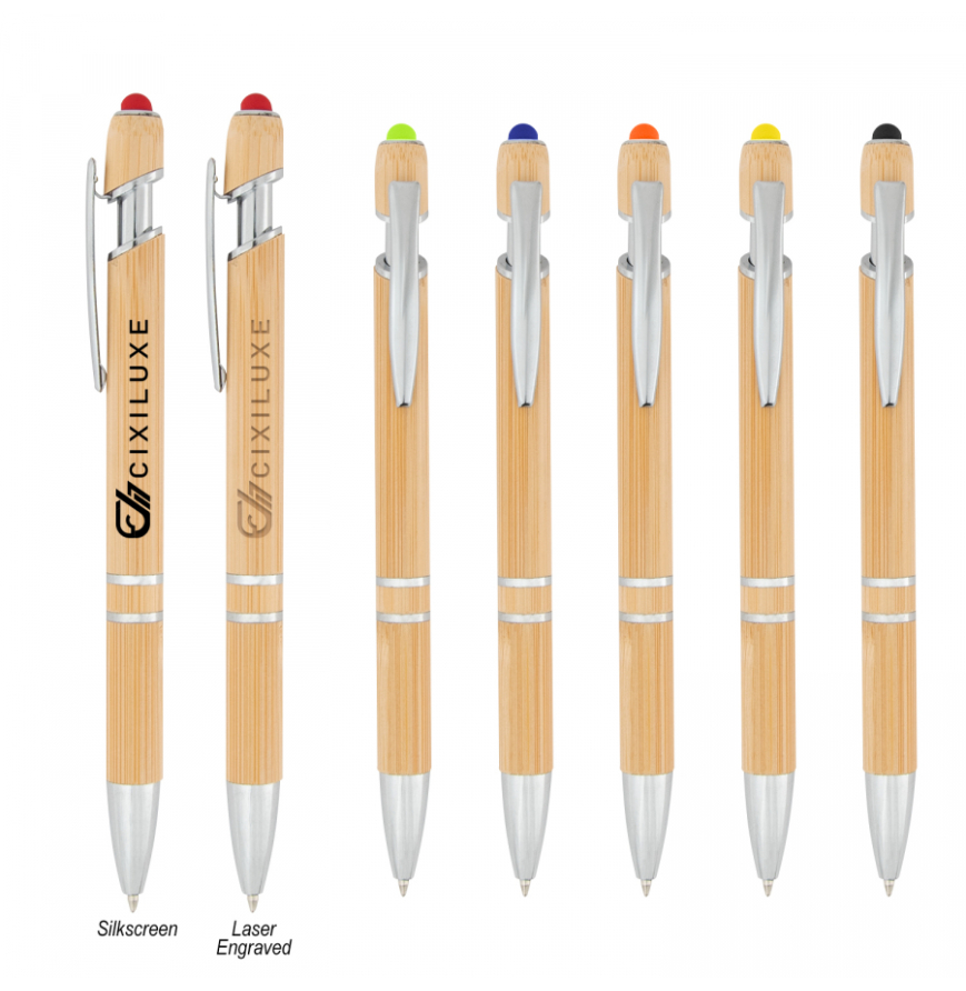 Tropical Bamboo Incline Pen With Stylus