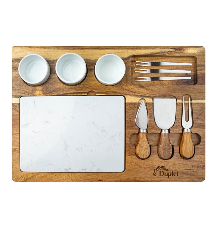 Milton 11-Piece Acacia Wood Cheese Set