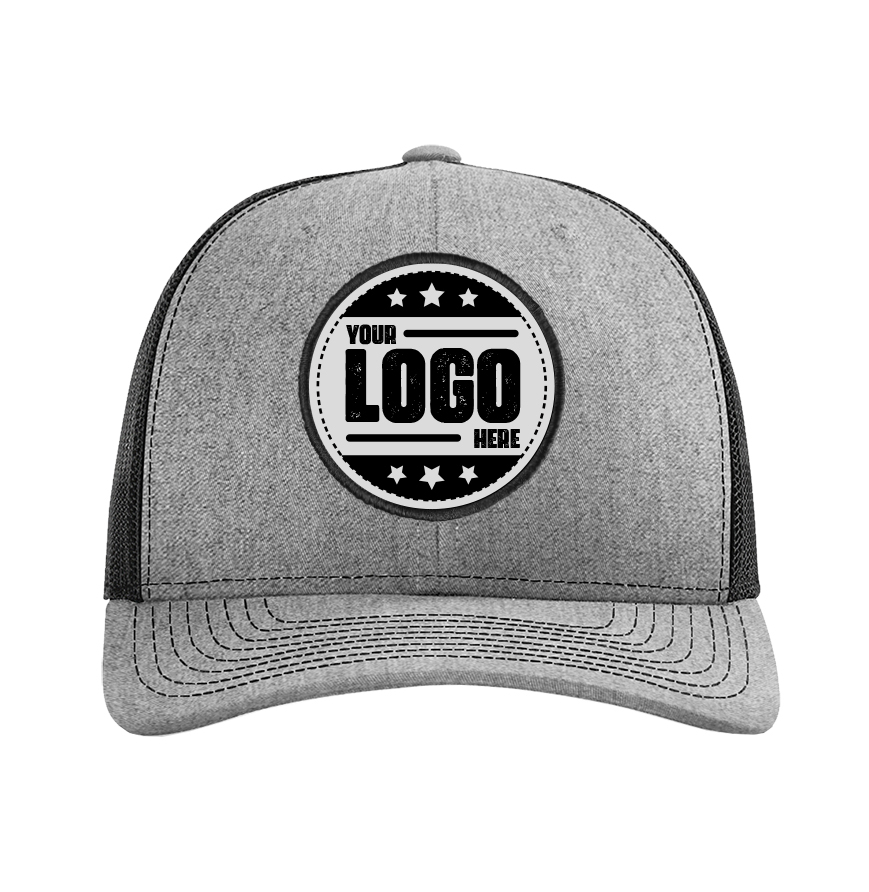 Richardson 112 Trucker Snapback with Custom Embroidered Iron-On Patches 2-2.5 inches