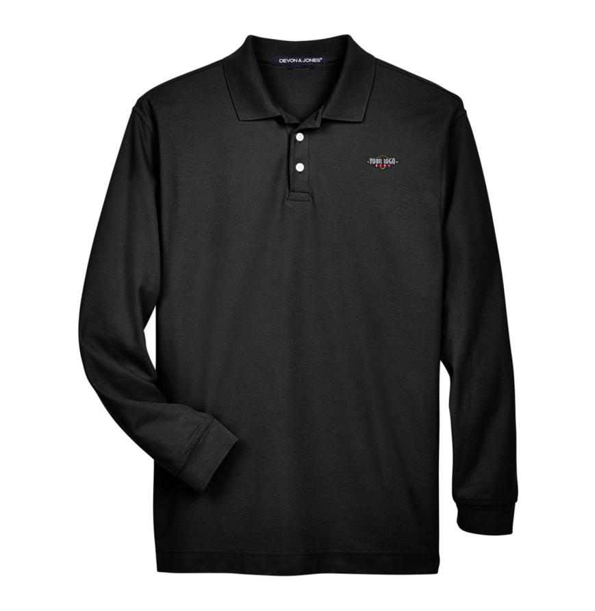 Mens Pima Piqu Long Sleeve Polo
