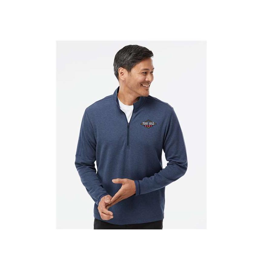 Mens 3-Stripes Quarter-Zip Pullover Sweater
