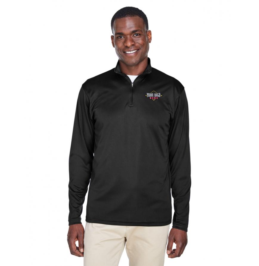 UltraClub Mens Cool  Dry Sport Performance Interlock Quarter-Zip Pullover
