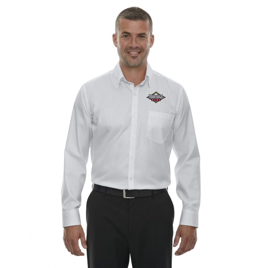 North End 88646 - Mens Wrinkle-Free Two-Ply 80s Cotton Taped Stripe Jacquard Shirt