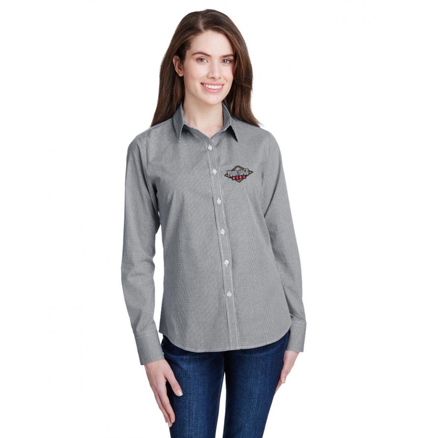 Broder RP320 - Ladies Microcheck Gingham Long-Sleeve Cotton Shirt