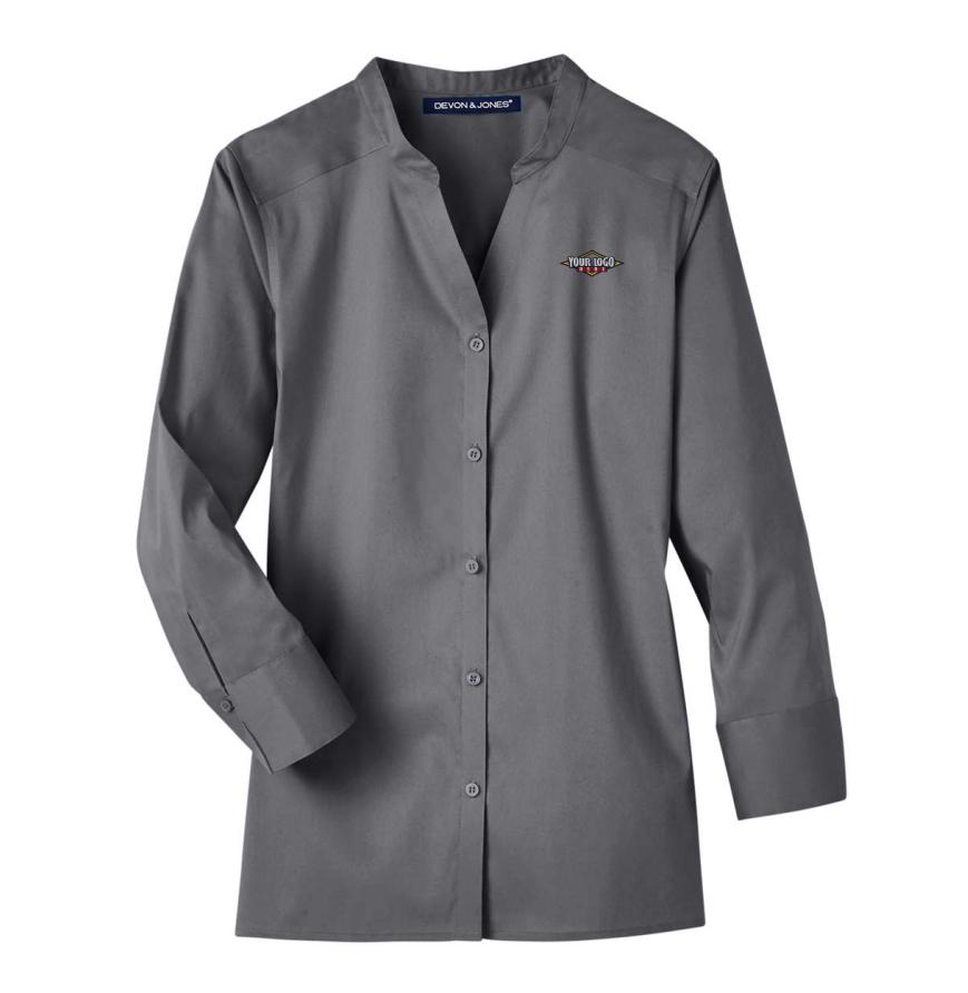 Womens Crown Collection Stretch Broadcloth Three-Quarter Sleeve Blouse