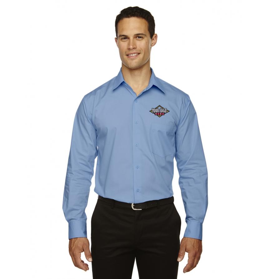 North End 87037 - Mens Luster Wrinkle-Resistant Cotton Blend Poplin Taped Shirt