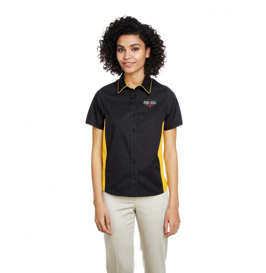Harriton M586W - Harriton Ladies Flash IL Colorblock Short Sleeve Shirt