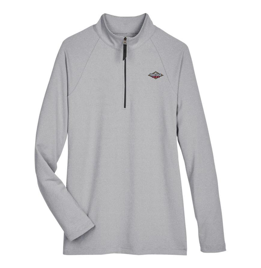 Womens CrownLux PerformanceClubhouse Micro-Stripe Quarter-Zip Pullover
